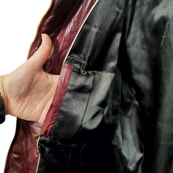 Calvin Klein Puffer Jacket Size Medium Burgundy/Maroon Lightweight Premium Down - Picture 8 of 15